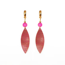 Pink Leaf Drop Earrings