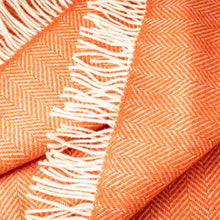 Cashmere Throw Orange Bronze Herringbone