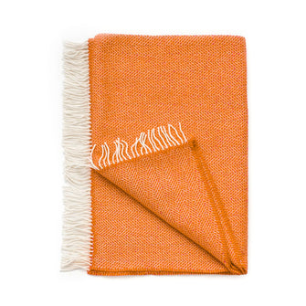 Cashmere Throw Orange Herringbone