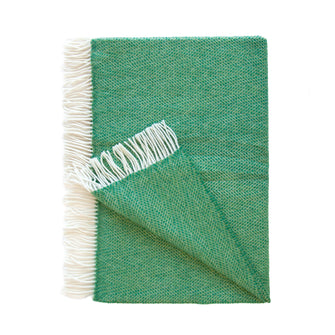 Cashmere Throw Green Herringbone