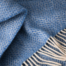 Cashmere Throw Sea Blues Herringbone