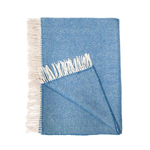 Cashmere Throw Sea Blues Herringbone