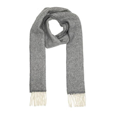 Irish Cashmere Merino Scarf Grey Herringbone