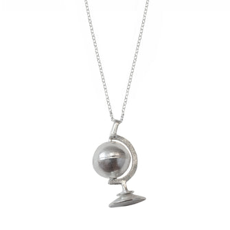 Spinning Globe Necklace Sterling Silver