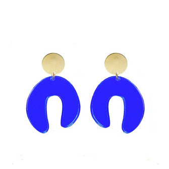 D Doodle Earrings in Blue Acrylic