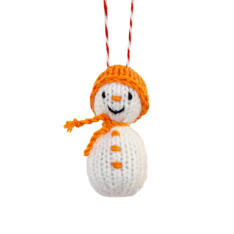 Snowman Knitted Tree Ornament - Orange