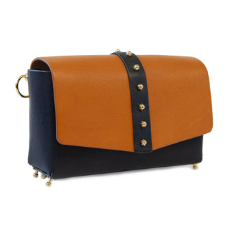 Etched Crossbody Bag - Navy/ Mustard