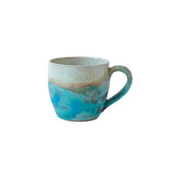 Turquoise & Cream Ceramic Espresso Mug