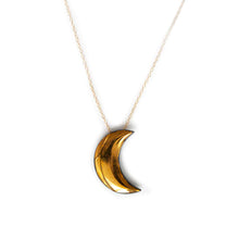 Gold and Black Large Crescent Moon Necklace
