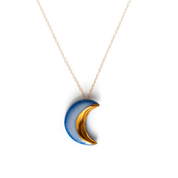 Petite Crescent Moon Necklace in 9ct Yellow Gold
