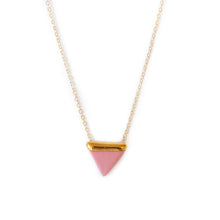Pink Porcelain Triangle And Gold Necklace