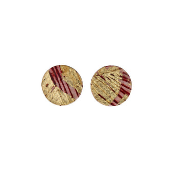 Gold/Red Ró Sgraffito Earrings