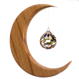 Artwood | Beech Large Moon Suncatcher | Crystal Sphere