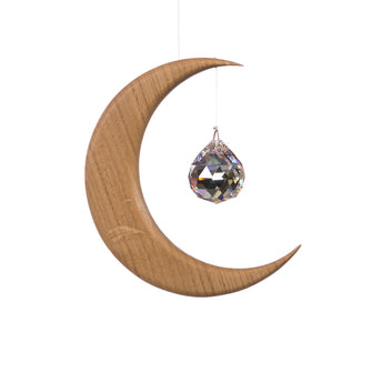 Artwood | Oak Medium Moon Suncatcher | Crystal Sphere