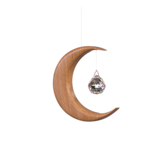 Artwood | Beech Small Moon Suncatcher | Crystal Sphere
