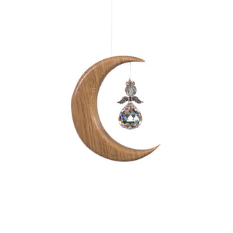 Artwood | Oak Small Moon Suncatcher | Crystal Angel