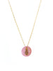 Gold Fern Necklace in Pink