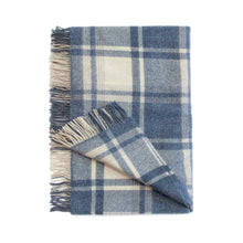 Large Irish Picnic Blanket Natural Denim Blue Mix Plaid