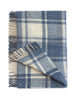Large Irish Picnic Blanket Natural Denim Blue Mix Plaid