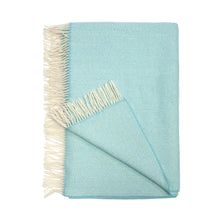 Cashmere Throw White Mint Herringbone